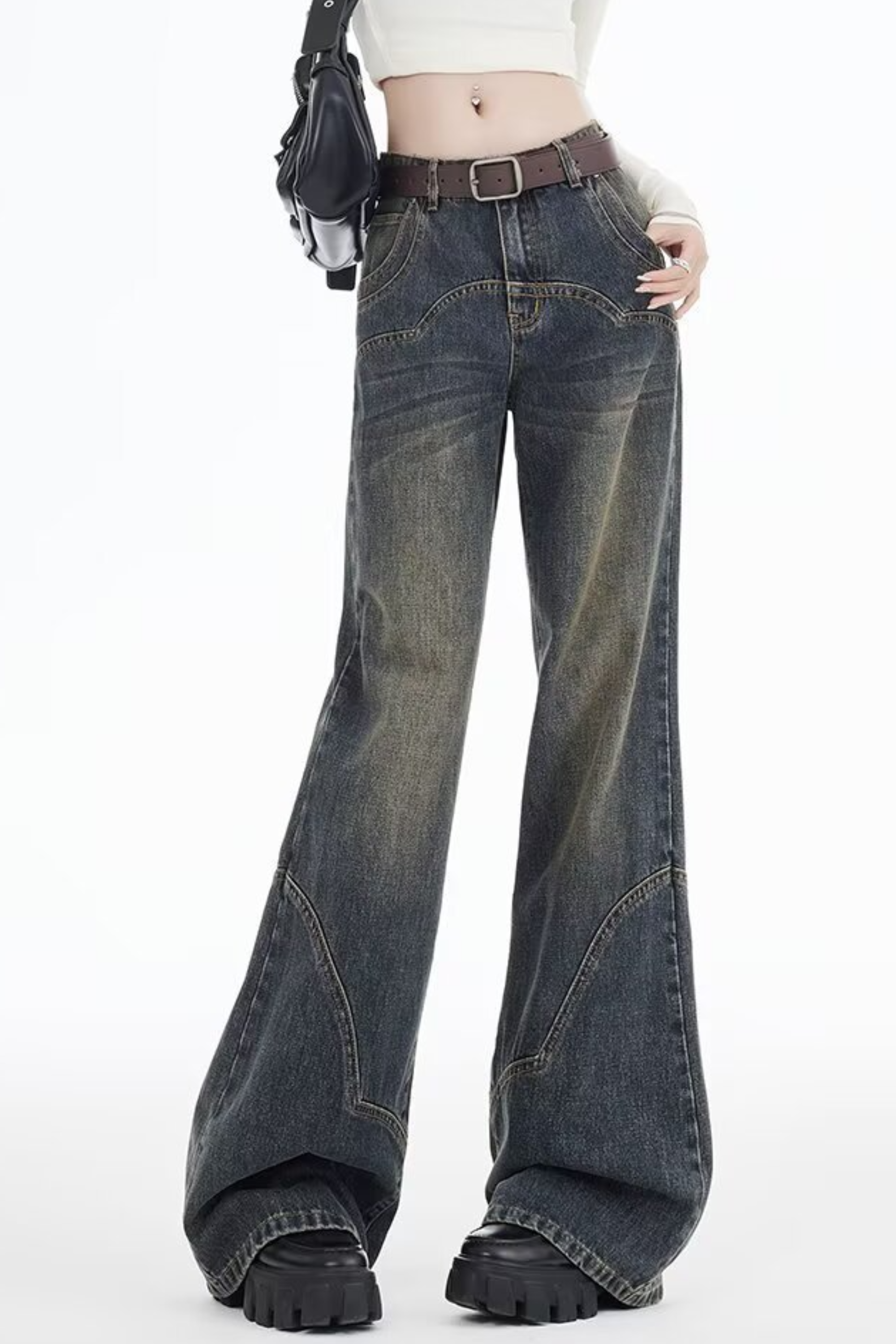 Retro Tinted Flared Jeans - Jeans | 8j03aj-k6.myshopify.com