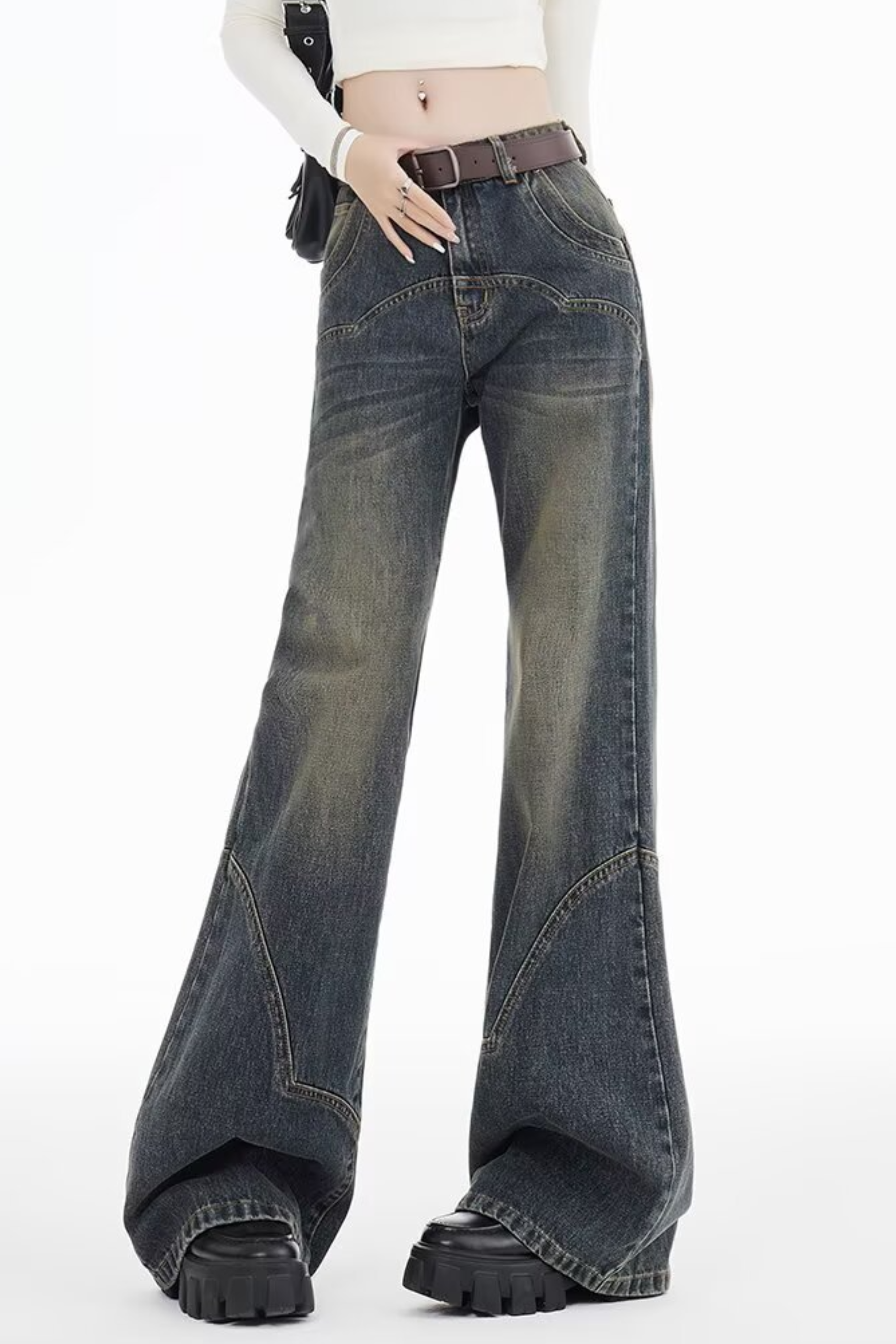 Retro Tinted Flared Jeans - Jeans | 8j03aj-k6.myshopify.com