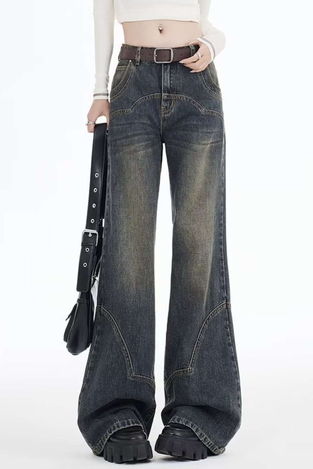Retro Tinted Flared Jeans - Jeans | 8j03aj-k6.myshopify.com