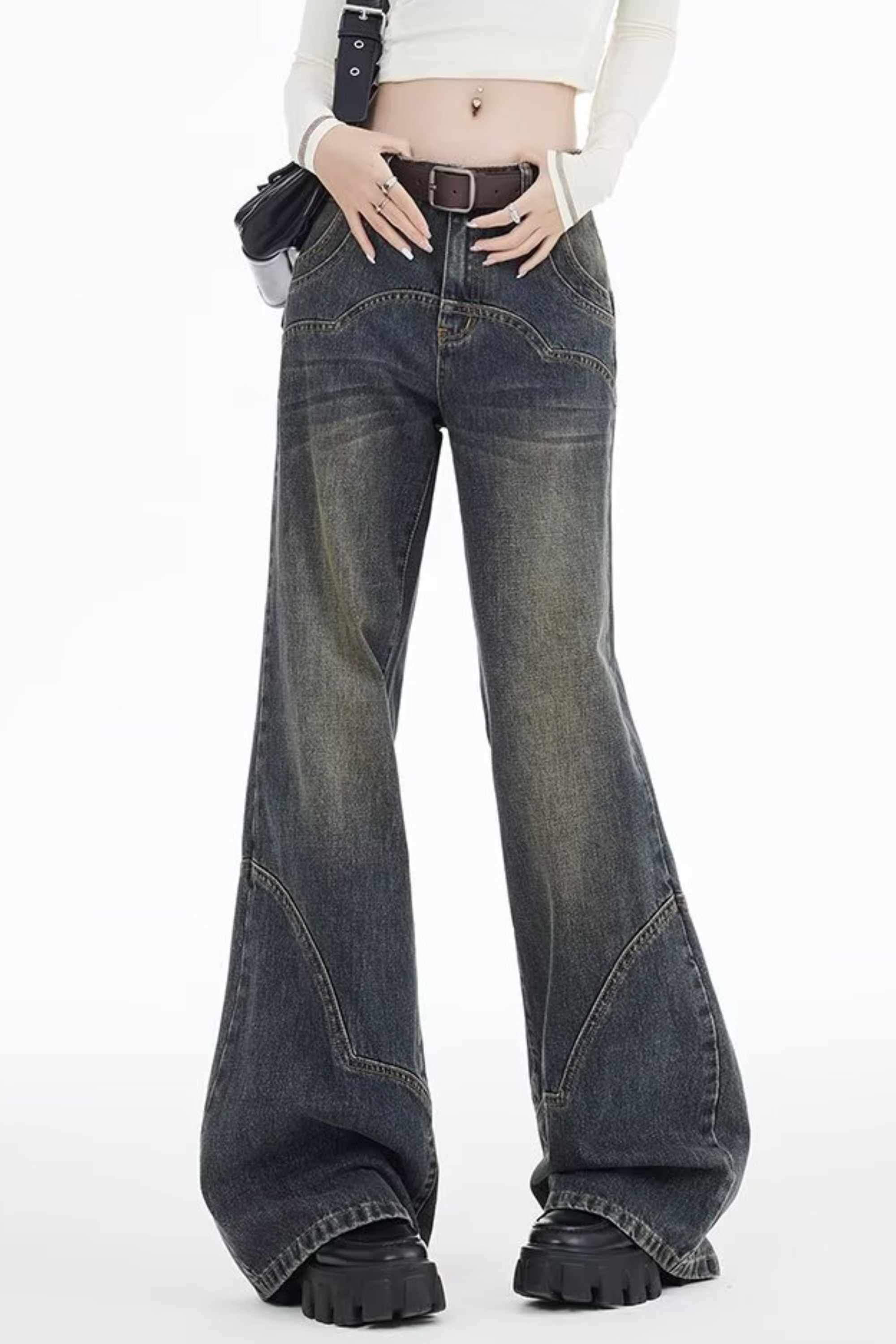 Retro Tinted Flared Jeans - Jeans | 8j03aj-k6.myshopify.com