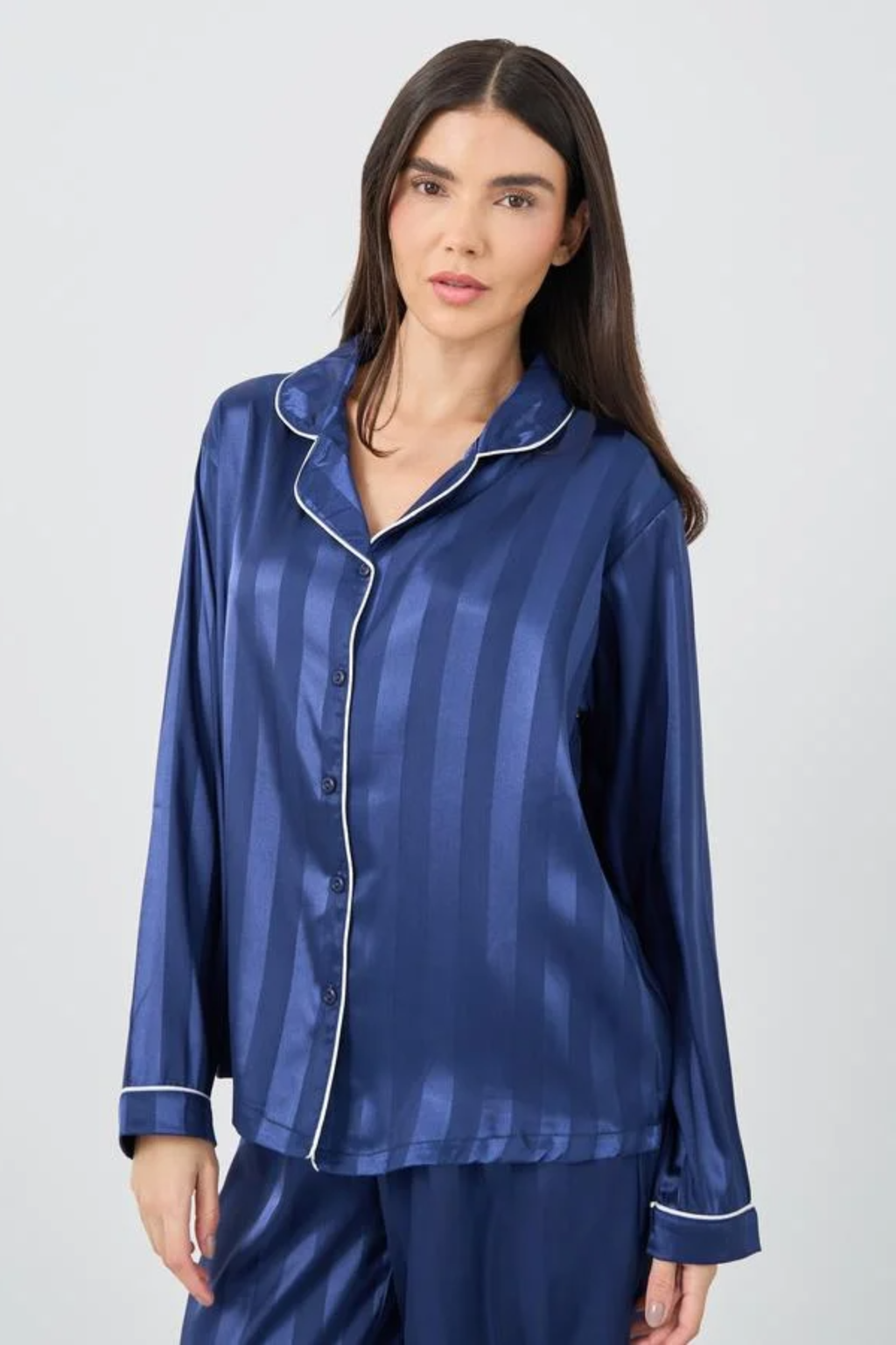 Striped Satin Pajama Set - Sleepwear Set | 8j03aj-k6.myshopify.com