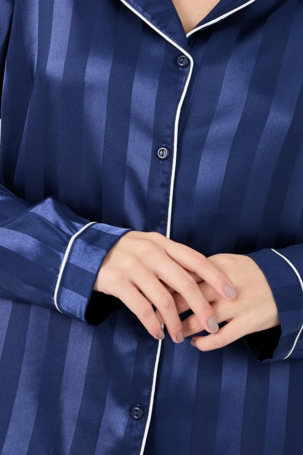 Striped Satin Pajama Set - Sleepwear Set | 8j03aj-k6.myshopify.com