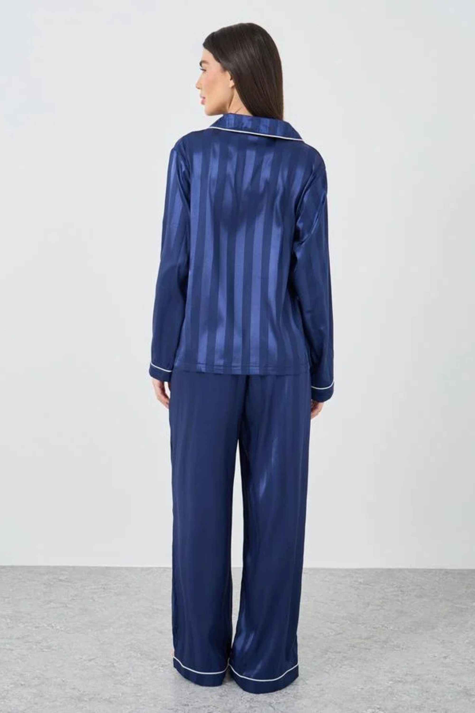 Striped Satin Pajama Set - Sleepwear Set | 8j03aj-k6.myshopify.com