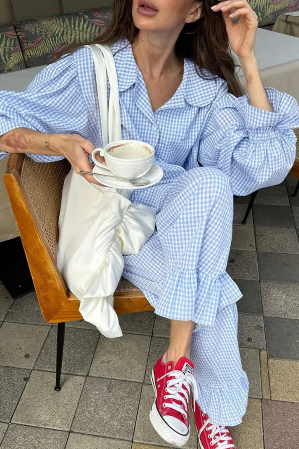 Sky Gingham Set - Loungewear | 8j03aj-k6.myshopify.com