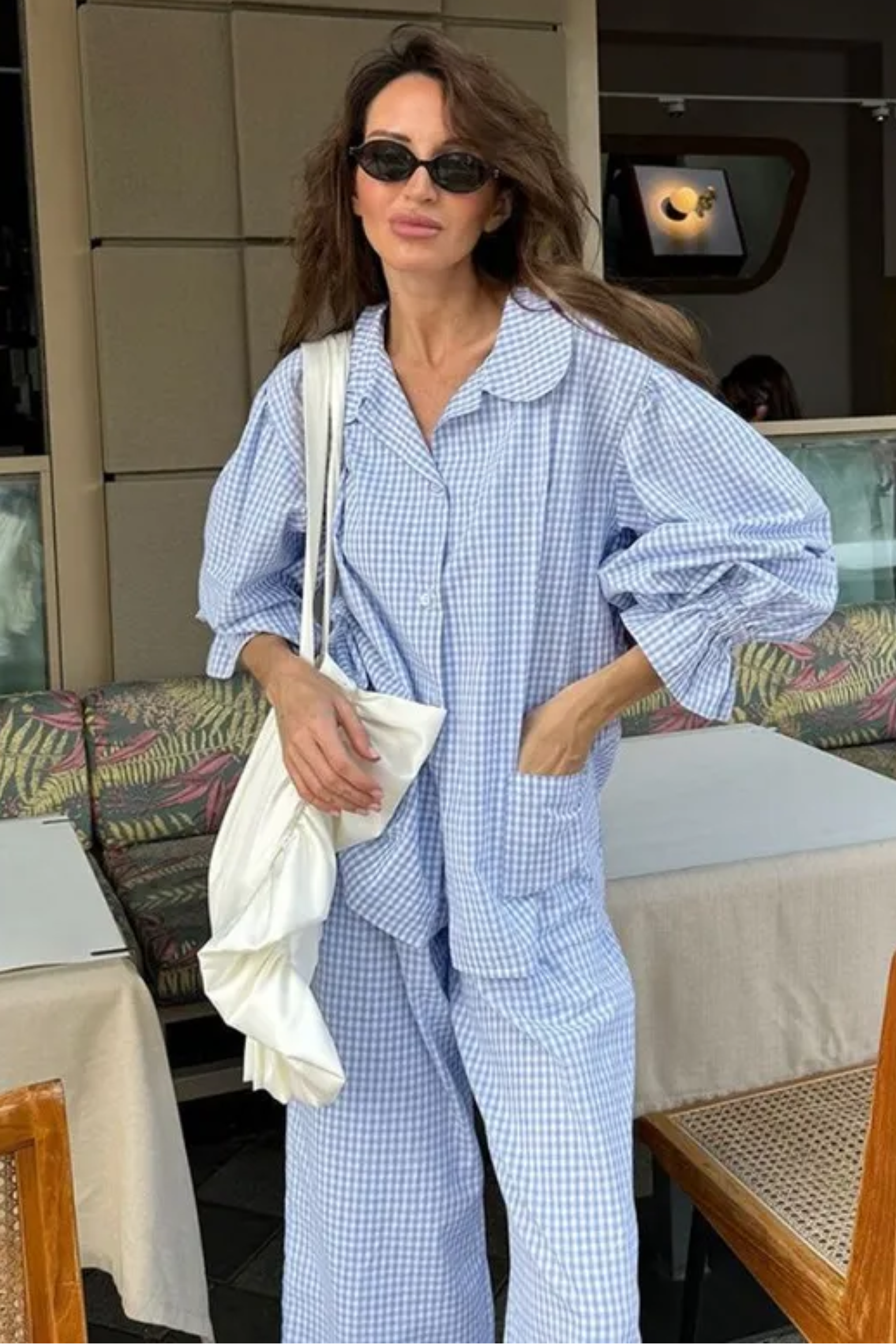 Sky Gingham Set - Loungewear | 8j03aj-k6.myshopify.com