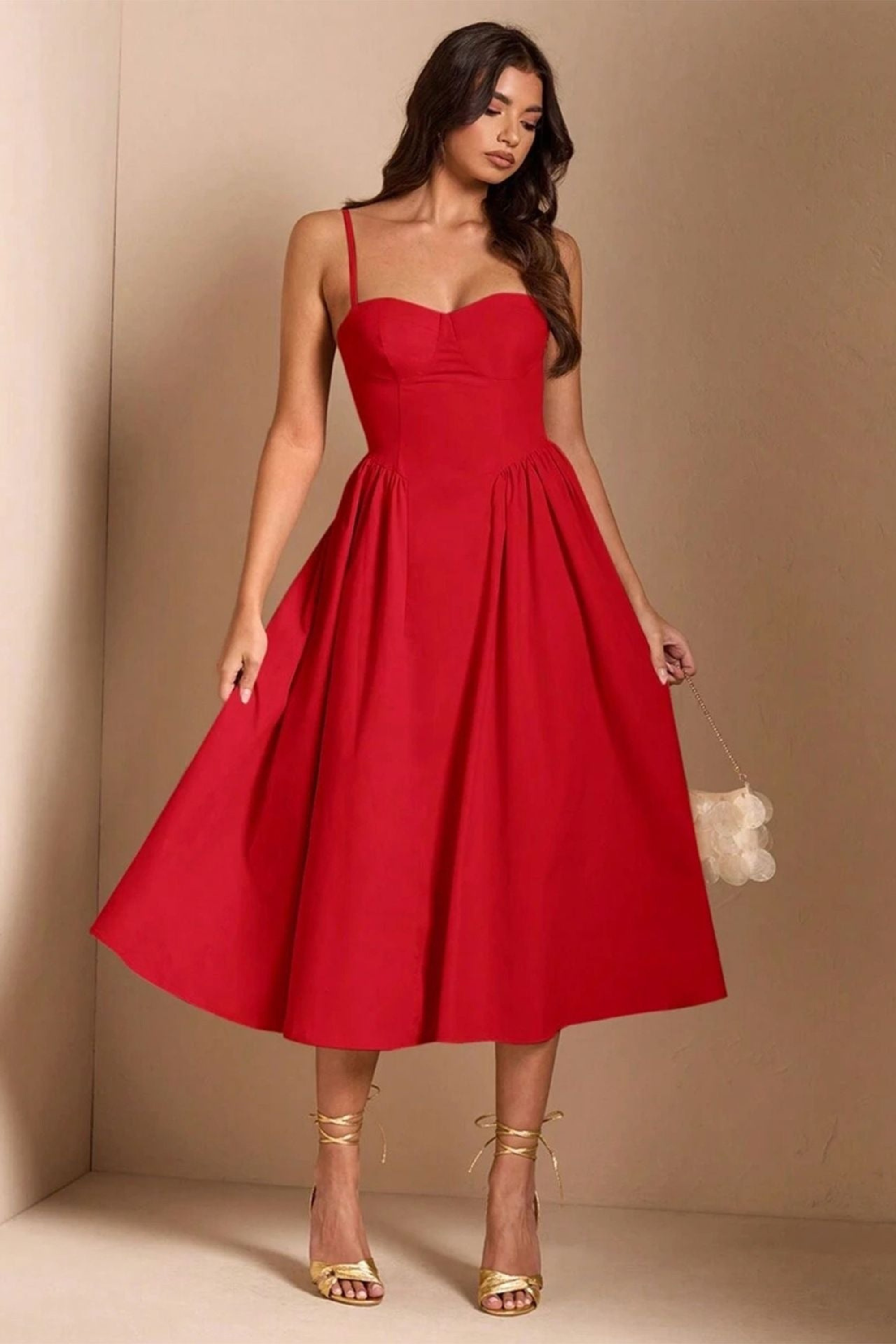 Valentina Red Midi Dress - Midi Dress | 8j03aj-k6.myshopify.com