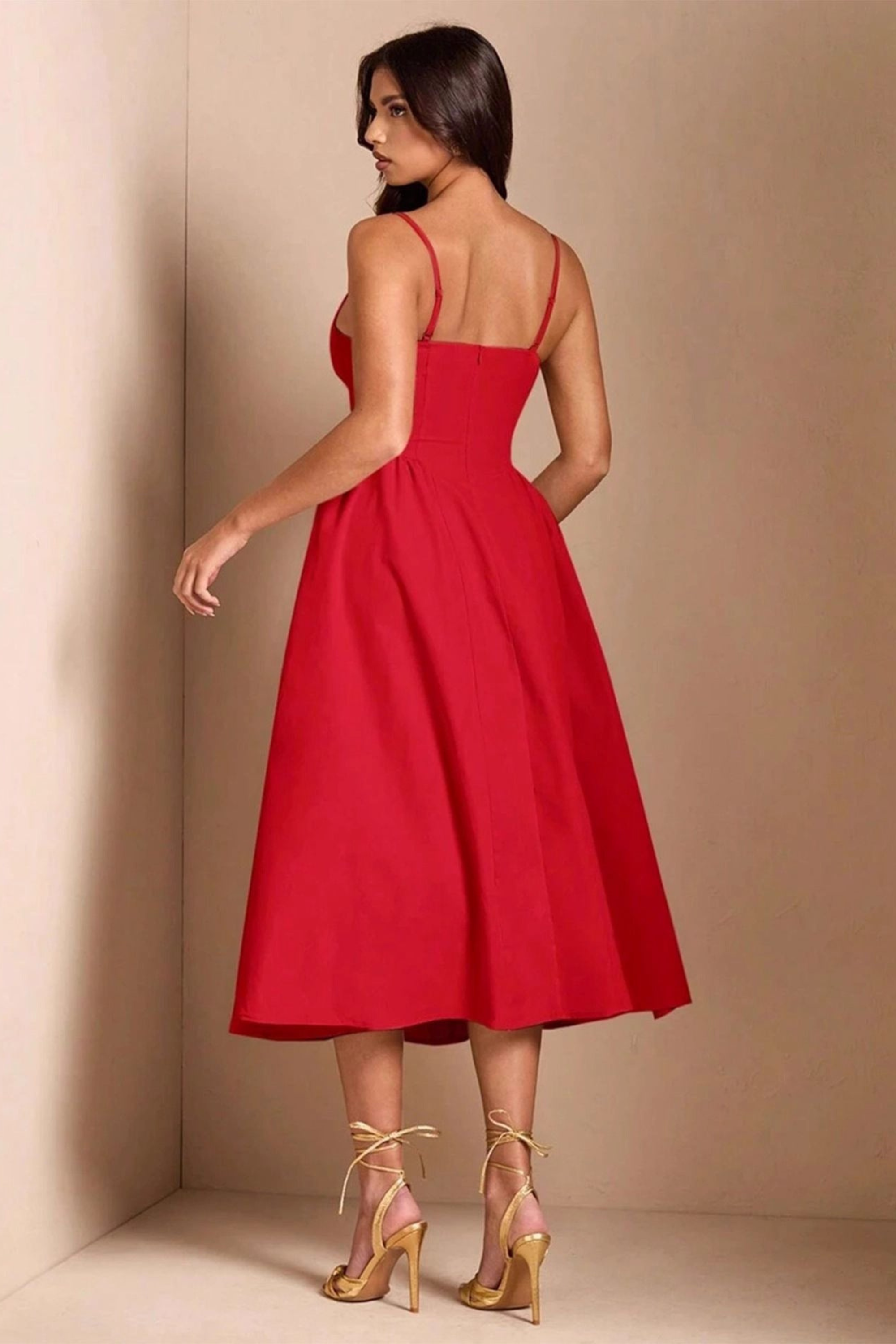 Valentina Red Midi Dress - Midi Dress | 8j03aj-k6.myshopify.com