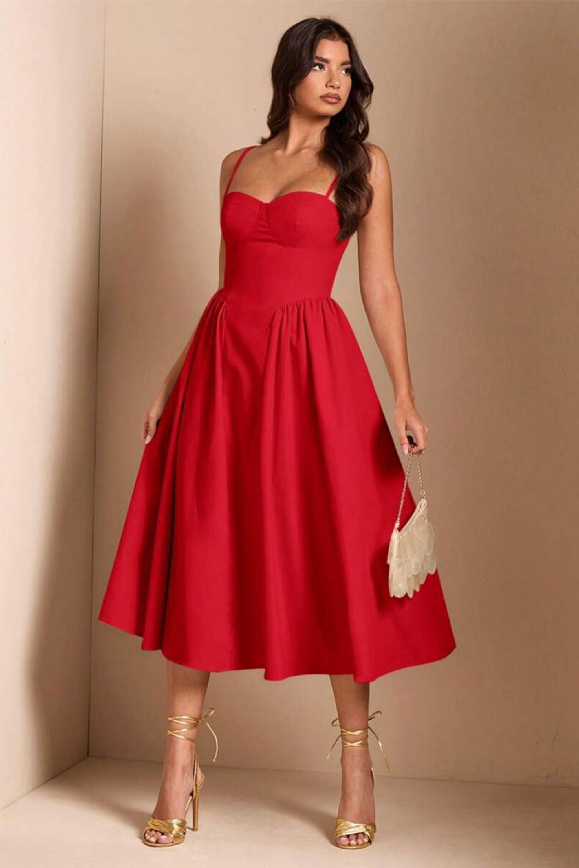Valentina Red Midi Dress - Midi Dress | 8j03aj-k6.myshopify.com