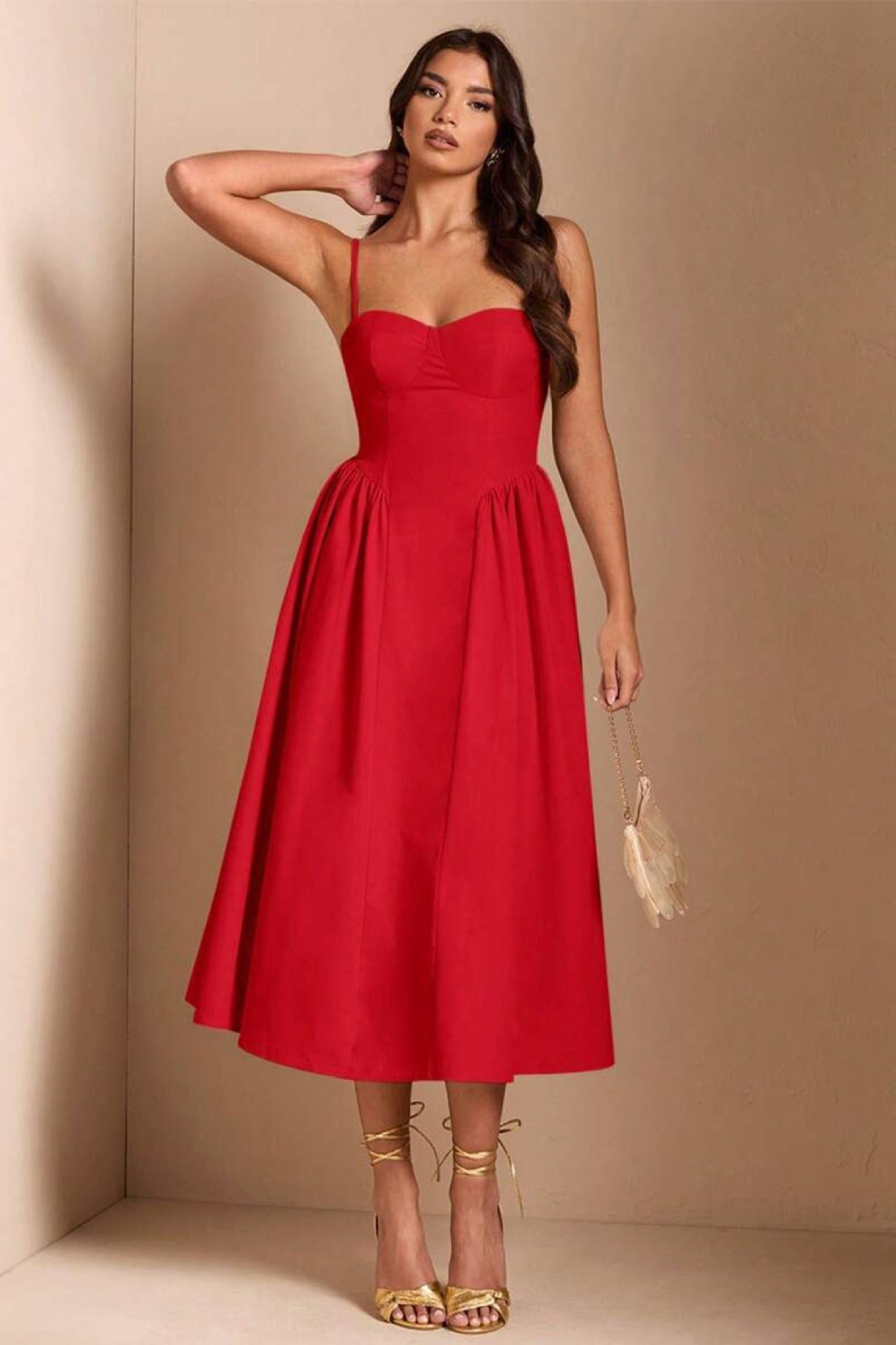 Valentina Red Midi Dress - Midi Dress | 8j03aj-k6.myshopify.com
