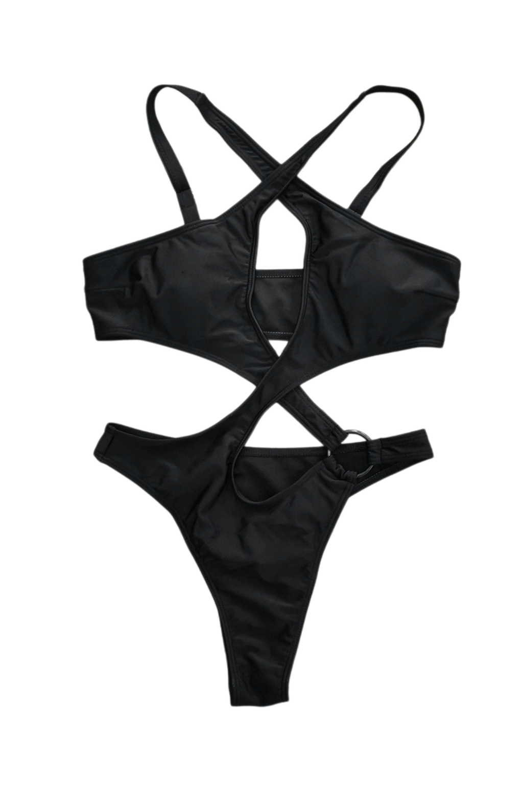 Womens Sexy Hollowed-Out Solid Black One-Piece Bikini - Activewear Set | 8j03aj-k6.myshopify.com