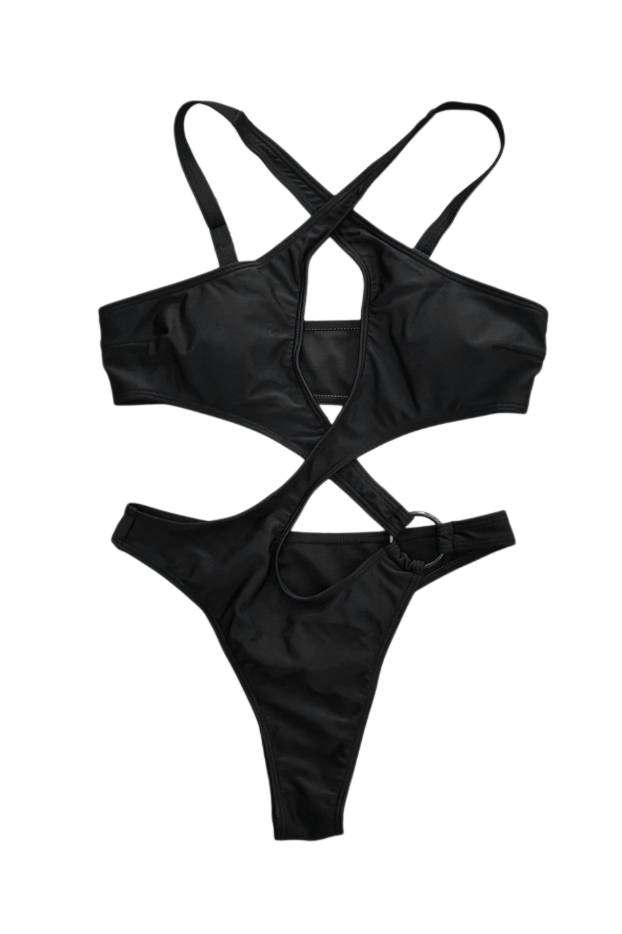 Womens Sexy Hollowed-Out Solid Black One-Piece Bikini - Activewear Set | 8j03aj-k6.myshopify.com